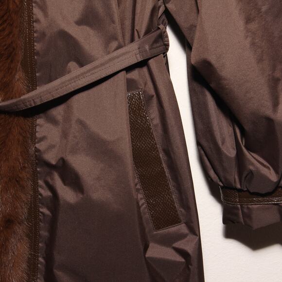 Vintage 80s Faux Fur Trimmed Belted Coat with Liner - Picture 7 of 15